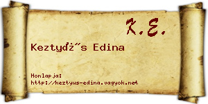 Keztyüs Edina névjegykártya
